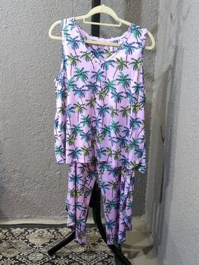 Cuddl Duds Lavender Tank & Tropical Print